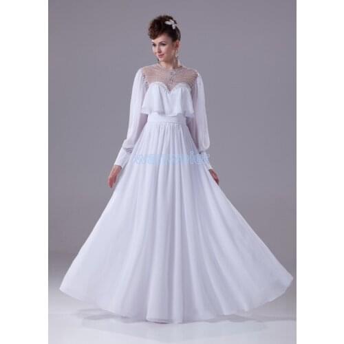 Free shipping formal gown 2016 new custom color/size long sleeve beading with jacket white plus size Mother of the Bride Dresses