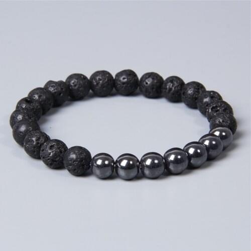 Classic Fashion round Hematite Beads Bracelet Natural black lava Stone Malachite Bracelets Homme Yoga Strand Jewelry Pulseras