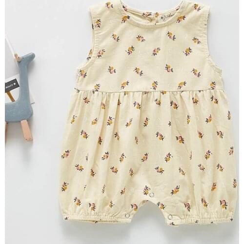 Infant Baby Girls Jumpsuit Sleeveless Printed Corduroy Spring Autumn Baby Girls Clothes Newborn Baby Girl Bodysuits