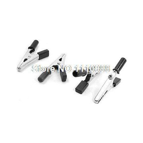 Plastic Coated Handle Testing Probe Alligator Clip Crocodile Clamp 4Pcs