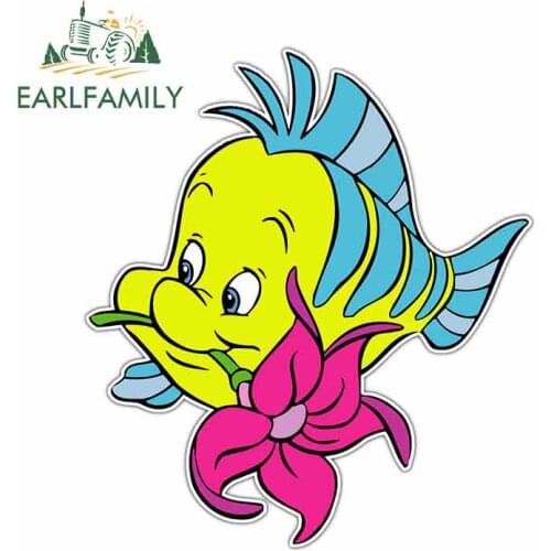 EARLFAMILY 13cm x 11.6cm Flounder Little Mermaid Kids Car Stickers Vinyl Waterproof Auto Decal for Window RV Trunk Motorcycle