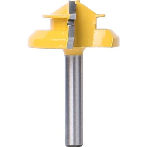 Hot 45 Degree 1/4 Router Bit Woodworking Tool Wood Lock Miter Tenon Cutter Tool Wood Drilling Milling Cutter Carbide DIY Tool