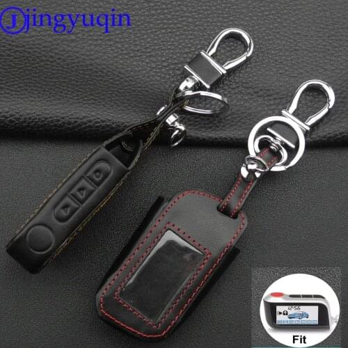 Jingyuqin 3 BTNS Remote Leather Key Cover Case A93 Keychaine Case For Starline A93 A63 Two Way Car Alarm