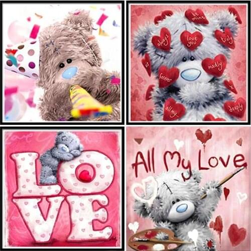 Lovely Bear DIY 5D Diamond Painting Full Round or Square Rhinestone Mosaic Diamante Embroidery Cross Stitch Wall Art Best Gift