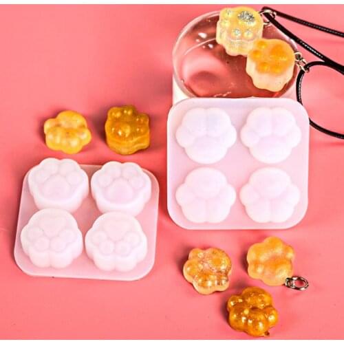 Mini Fluffy Cat Paw Epoxy Resin Silicone Mold DIY Charms Handmade Jewelry Fillings Keychain Pendant Accessory Mould Craft