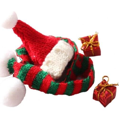 1/12 Dollhouse Mini Simulated Knitted Xmas Hat Gift Box Scarf Model Decor Gift
