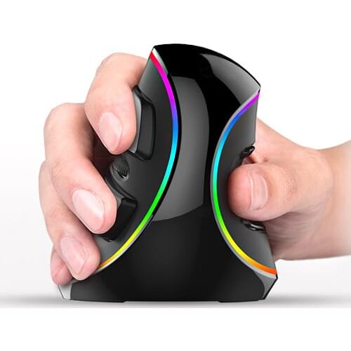 Ergonomic Vertical Wired Mouse RGB Optical Skin 5 Buttons Comfortable Gaming Mice with Adjustable DPI for Computer/Laptop