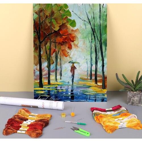 Fall Drizzle Pre-Printed 11CT Cross Stitch Kit DIY Embroidery DMC Threads Knitting Craft Handicraft Handmade For Promotions