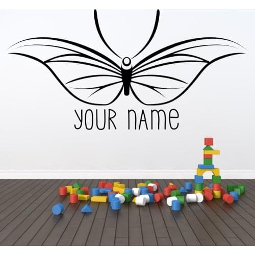 Butterfly Personalized Name Wall Decal Removable Girls Room Kids Bedroom Wall Stickers Custom Name Vinyl Art Mural PatternSYY482