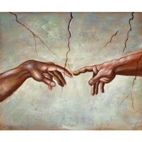 Wall Decor Canvas Art Painting Creation of Adam (affordable line) by Michelangel Hand Painted 100% No Framed High Quality