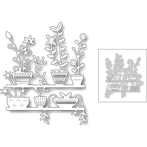 2020 New Potted Plants Branches Flower and Leaf Embossing Metal Cutting Dies For DIY Scrapbooking Greeting Card Making No Stamps