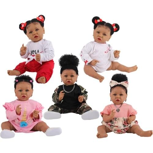 HOOMAI New Lifelike Reborn Baby Dolls With Soft Body African American Realistic Girl Doll 23 Inch Gift