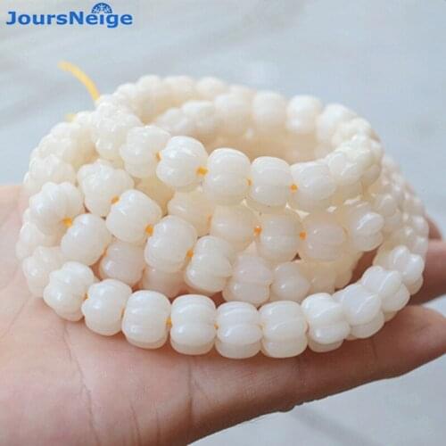 Wholesale Natural White Bodhi Root Pumpkin Beads Hand Carved 108 Buddha beads bracelet Hand string Necklace DIY Accessories