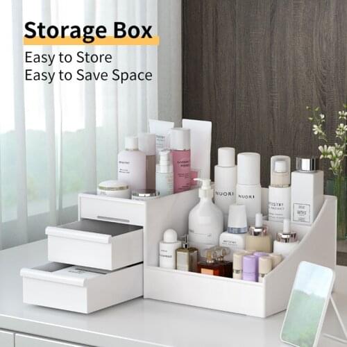 Dormitory Finishing Box Plastic Makeup Organizer Storage Box Cosmetics Skin Care Dressing Table Storage Desktop Storage Box