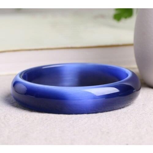 Genuine Dark Blue Natural Cat Eye Stone Crystal Bangles Women Lucky Gift Crystal Bracelet Jewelry for Women Her Men