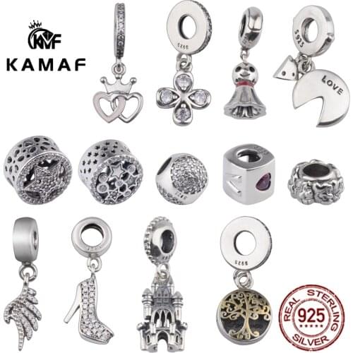 S925 Sterling silver 100% Bracelet beaded necklace pendant Double-hole beads, peach heart, tree of life pendant