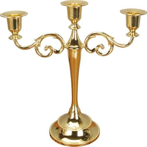 Silver/gold/bronze/black 3-arm pillar chandelier wedding decoration candles, chandelier decorating