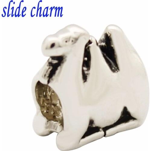 Slide charm Free shipping black and white animal camel charm beads fit Pandora bracelet