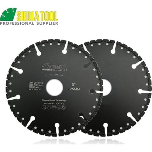 SHDIATOOL 2pcs/pk Diameter 5"/125mm Vacuum Brazed Diamond Cutting Disc Multi Purpose Demolition Saw Blade Tough Material wheel