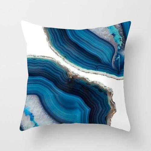 Nordic New Blue Abstract Printing Pillow French Velvet Cushion Car Backrest Pillowcase Bedside Pillowcase Pillow