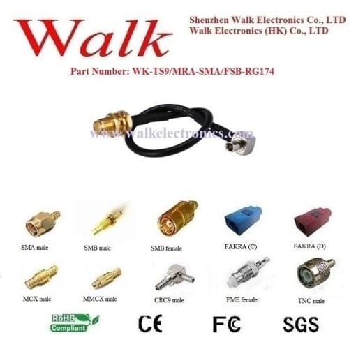 SMA female TS9 male rg174 cable, TS9 SMA cable, TS9 cable adapter, 3g 4g lte antenna cable