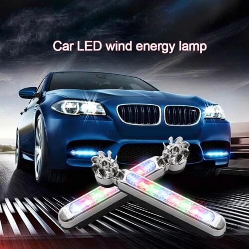 Wind Powered Car DayTime Running Lights 8LED Rotation Fan Daylight No Need External Power Supply Auto Decorative Lamp DRL Led