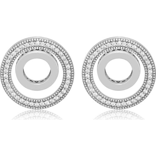 Forever Signature Stud Earrings Genuine 925 Sterling Silver Party Wedding Jewelry Earrings for Women Brincos Kolczyki Pendientes