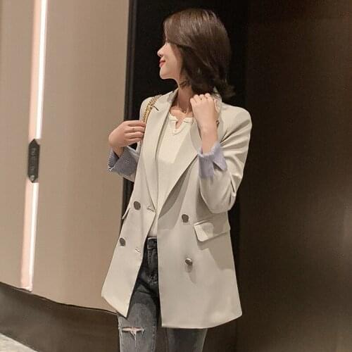 S-2xl Double Breasted Ladies Blazers And Jackets Women Blazers Suit Femme Work Office Lady Loose Jaket Women Clothing Small