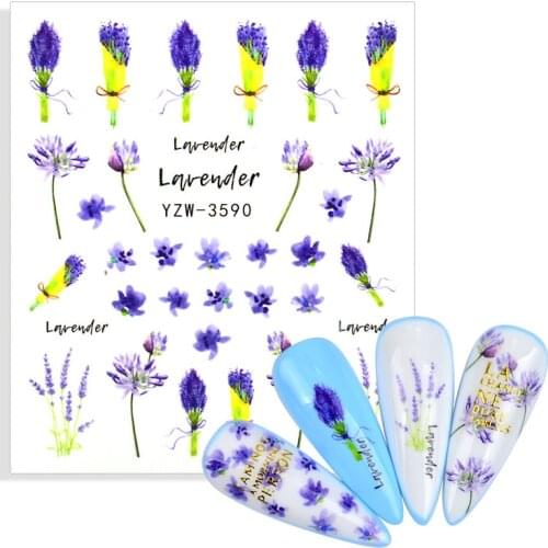 1 Sheet Lavender Nail Stickers Animal Zebra Giraffe Tattoo Water Transfer Slider Decal Manicure Nail Art Decoration Summer Tips