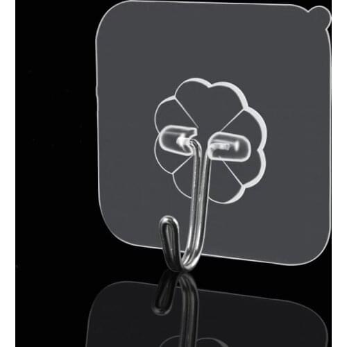 20PCS/SET Hook Strong Transparent Suction Wall Sucker Hanger Waterproof Adhesive Heavy Load Rack Stainless Steel Hook