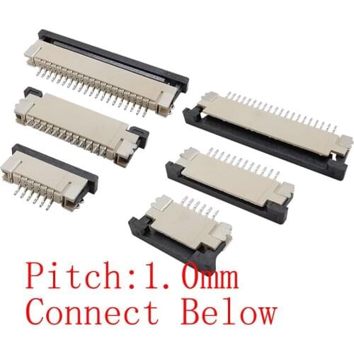 10Pcs/lot 1.0mm Pitch FPC FFC Flat Cable Socket Connector 4P 5P 6P 8P 10P 12P 14P 16P 20P 22P 24P 30P 34Pin