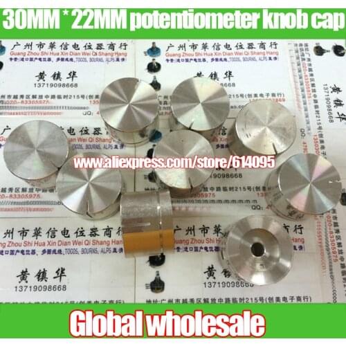2pcs second-hand champagne rotary potentiometer knob cap aluminum / light gold 30MM * 22MM 6MM hole marked with instructions