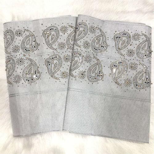 2019 Headtie 2pcs/bag Nigerian Latest Aso Oke Gele Headtie with Stones and Beads African Gele Aso Oke Fabric 2 Meters Long LP30