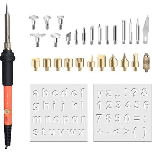 29pcs Wood Burning Kit Carving Pyrography Pen Kit 60W Adjustable Temperature Soldering Iron Welding Wood Embossing Burning set