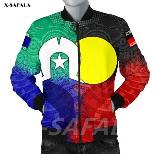 Australia Naidoc Week Indigenous Flag 3D Printed Bomber Thick Jacket Man Female Outwear Baseball Flight Pilot Jacket Zipper Coat