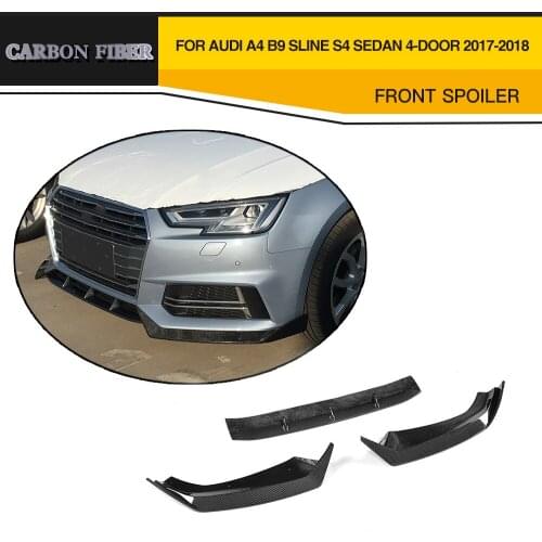 Carbon Fiber & FRP Car Front Lip Bumper Spoiler For Audi A4 B9 SLINE S4 Sedan 4 Door 2017 2018
