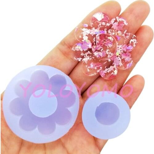 B431YL,B432YL 2Pcs Flowers Earrings Silicone Mold Resin Art Necklace Pendant Making Clay Craft Fondant Deco 14.4mm - 39.5mm