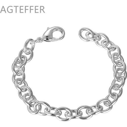 AGTEFFER 925 Sterling Silver Much Circle Ring Bracelet For Women Wedding Engagement Party Jewelry
