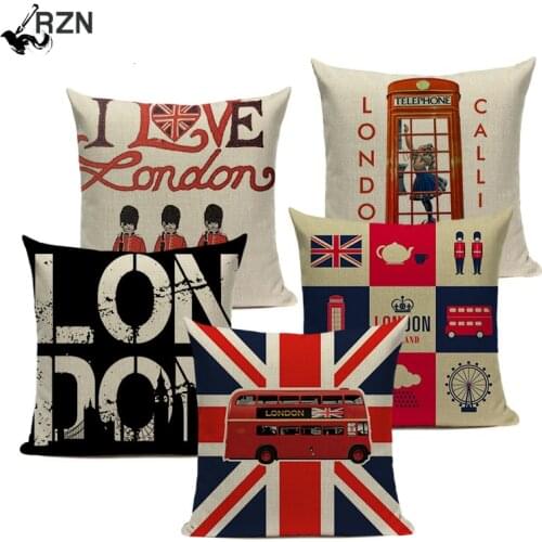 Nordic Decoration Home Cushion Cover London England Sofa Covers 45Cmx45Cm Custom High Quality Sofa With Bed Printed Pillow Case