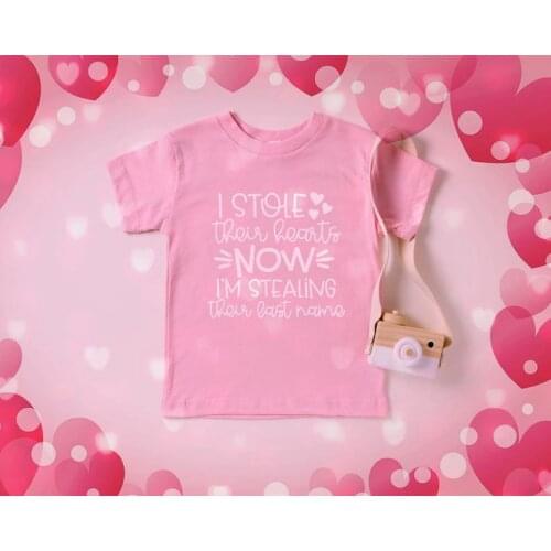 Kids Valentines Shirt I Stole Their Hearts now I'm Stealing Their Last Name Funny Valentines Shirt Valentines Day Shirt Gift