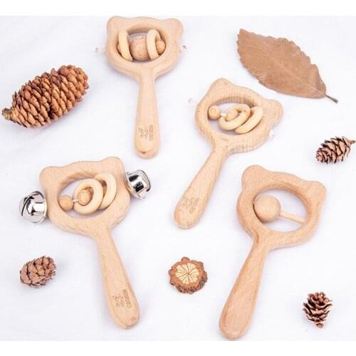 Baby Puzzle Early Education Hand Ringing Animal Shape Cartoon Wooden Toy Infant Grasping Childrens Wooden Toy