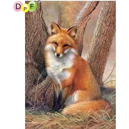 DPF The fox under the tree diamond embroidery needlework crafts diamond painting cross stitch home decor diamond mosaic square