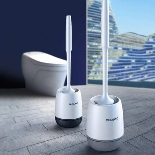 Behogar Toilet Brush Home Wall Mounted Brush Holder Soft TPR Toilet Brush Quick Drying Deep Cleaning for Home Dormitory
