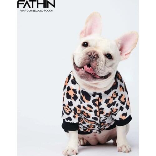 FATHIN dog winter clothes Warm Fashion french bulldog Leopard clothes for doggies S-XXXL