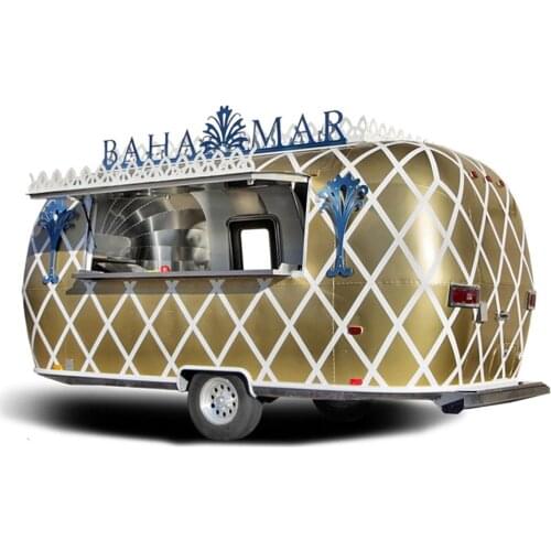 5m Fast Food Catering Airstream Trailers Mobile Airstream Food Truck Food Caravan Cart with shipping service