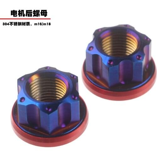 Motorcycle Stainless Steel 304 M16 M18 Nut with Gasket Anti-skip for Axle for Qsmotor Motor for Electric Scooter
