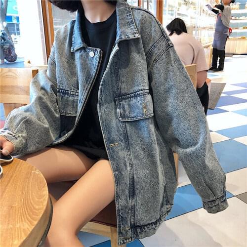 BF Style Vintage Women Denim Jackets Harajuku Loose Female Jean Coats Oversized 2021 New Spring Autumn Ladies Overcoat