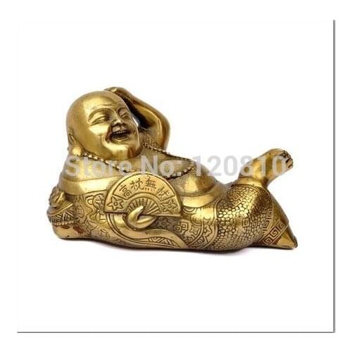 Copper Maitreya Buddha ornaments sit back and relax enrichment Lucky security and peace