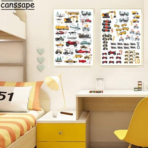Cartoon Toy Alphabet Poster Number Letter Picture Education Learning Print Painting Nursery Wall Art Picture For Kids Room Decor