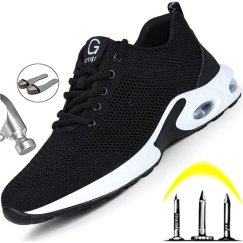 Men Steel Toe shoes Work Safety boots Plus Size 48 Breathable Lightweight Puncture-proof Safety Shoes For Men Sneakers 2021